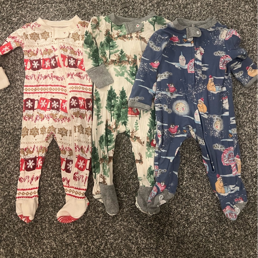 Burt's Bees Festive Kids Footies - Red, Green, Blue